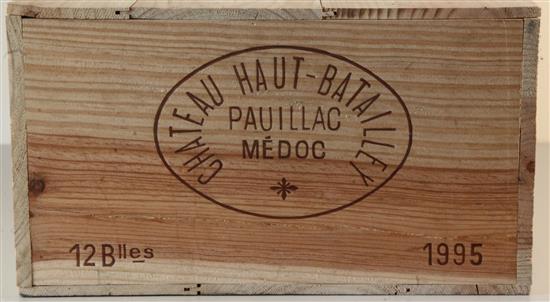 A case of twelve bottles of Chateau Haut Batailley, Pauillac, Medoc, 1995.